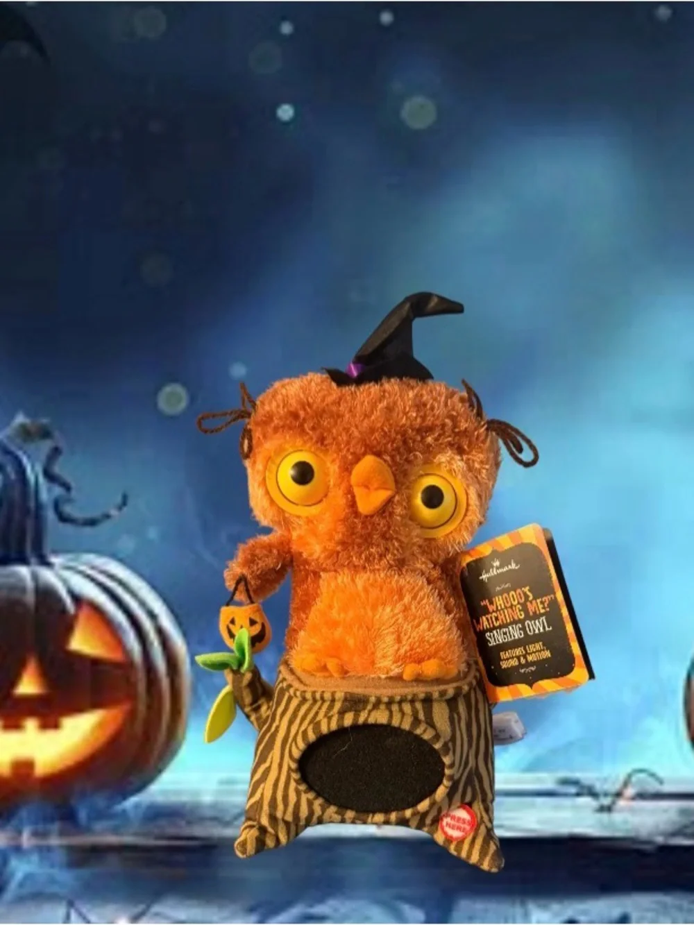 2013 HALLMARK WHOOO'S WATCHING ME SINGING OWL HALLOWEEN LIGHTS SOUND MOTION